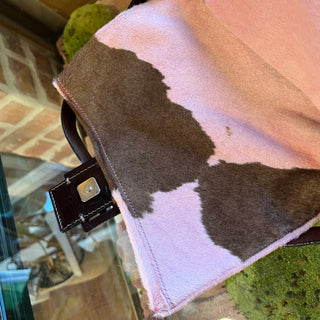 FENDI Mama Pink Brown Cow Print Pony Hair Shoulder Bag