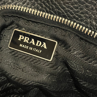 PRADA Vintage Vitello Daino Black Leather Shoulder Bag