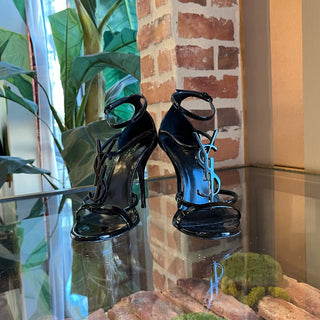 SAINT LAURENT Cassandra Black Patent Leather Sandals SZ36(6US)