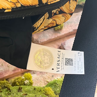 VERSACE Black Gold Nylon Baroque Diaper Bag