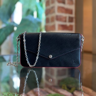 LOUIS VUITTON Felicie Pochette Black Epi Leather Crossbody Bag