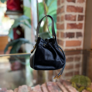 VERSACE Black Satin Small Bucket Bag