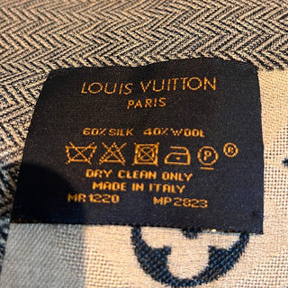 LOUIS VUITTON "Since 1854" Blue Silk/Wool Scarf