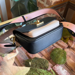 LOUIS VUITTON Lockme Black White Grained Calfskin Crossbody