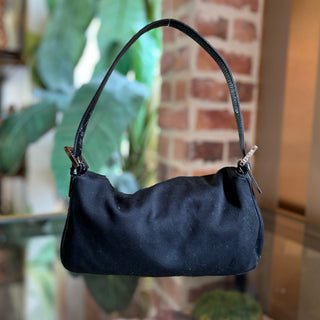 FENDI Baguette Small Black Neoprene Shoulder Bag
