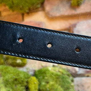 GUCCI Interlocking G Two Tone Buckle Black Leather Belt SZ 75/30