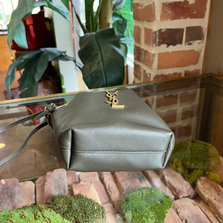 SAINT LAURENT Pochon Green Lambskin Bucket Bag