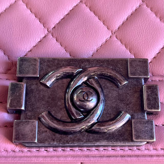 CHANEL Boy Bag Medium Pink Quilted Calfskin Shoulder Bag