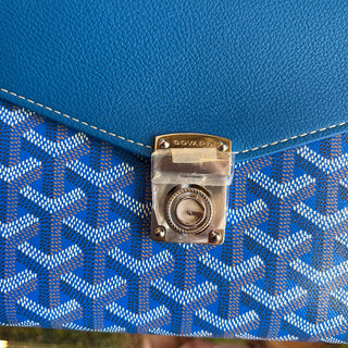 GOYARD Chypre Sky Blue Goyardine Canvas Chevroches Calfskin Shoulder Bag