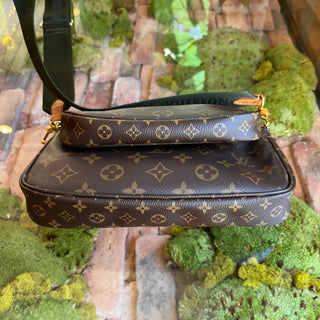 LOUIS VUITTON Multi Pochette Accessories Khaki Brown Monogram Coated Canvas Crossbody Bag