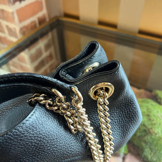 GUCCI Medium Soho Chain Black Pebbled Calfskin Leather Shoulder Bag