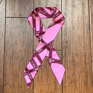 HERMES Pink Bolduc Silk Twilly