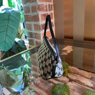 GUCCI GG Web Boat Pochette Canvas Hand Bag