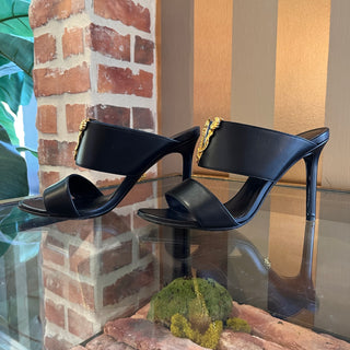 VERSACE Virtus V Black Leather Heels SZ 36 (US 6)
