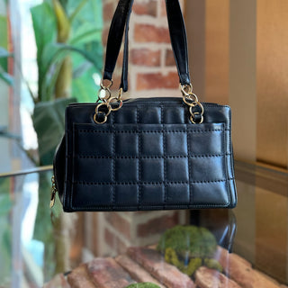 CHANEL Vintage Chocolate Bar Black Quilted Leather Tote Bag