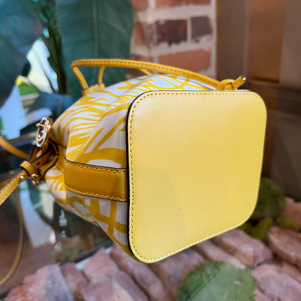 FENDI Yellow Glazed Canvas Mini Mon Tresor Bucket Bag