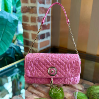 VERSACE Pink Quilted Barocco Meda Bag