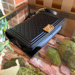 CHANEL Boy Medium Black Lambskin Shoulder Bag