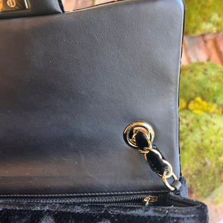 CHANEL Small Flap Black Velvet Shoulder Bag