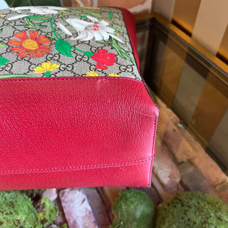GUCCI Large Red Supreme GG Flora Coated Canvas Ophidia Tote Bag