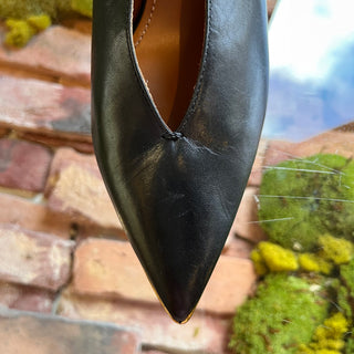 TORY BURCH Black Leather Sling Back Pointed Toe Pumps SZ 8.5