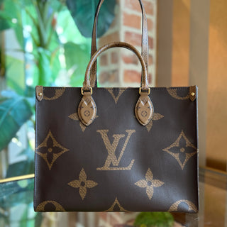 LOUIS VUITTON Onthego MM Brown Monogram Reverse Giant Monogram Canvas Tote Bag