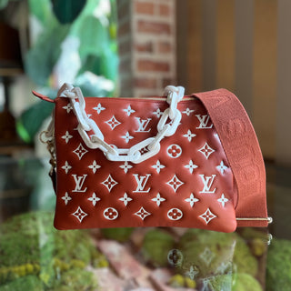 LOUIS VUITTON Coussin PM Terracotta Monogram Embossed Leather Shoulder Bag