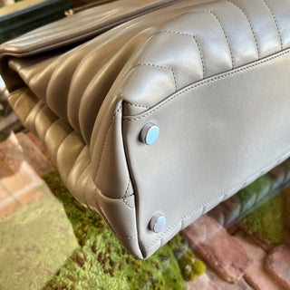SAINT LAURENT Loulou Large Gray Matelasse Chevron Leather Shoulder Bag