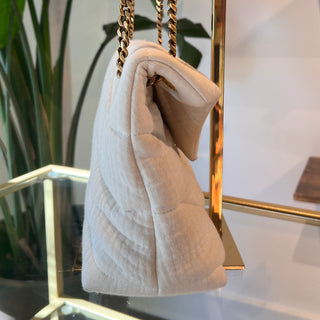 Saint Laurent Lou Lou Puffer Cotton Shoulder Bag Small