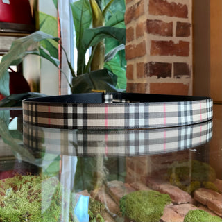 BURBERRY Beige Black Check Canvas TB Buckle Belt SZ6