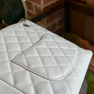 CHANEL Petit Shopping Tote PST White Caviar Quilted Tote