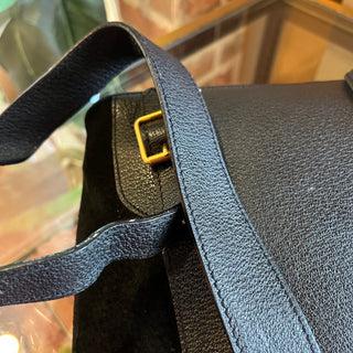 GUCCI Vintage Bamboo Black Suede Backpack