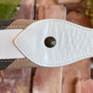 BURBERRY Beige White Check Canvas Leather Belt SZ36/90(M)