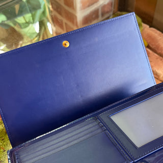 SAINT LAURENT Belle De Jour Blue Patent Leather Clutch