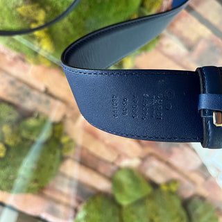 GUCCI Interlocking G Navy Blue Leather Belt SZ95/38(10US)