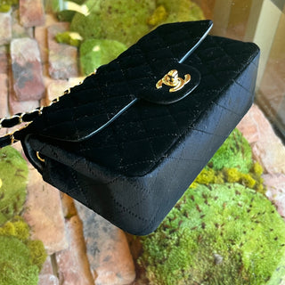 CHANEL Small Flap Black Velvet Shoulder Bag
