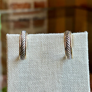 DAVID YURMAN 14K Gold 925 Sterling Silver Cable Hoop Earrings