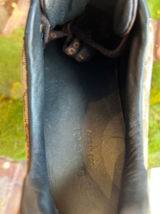 gucci Mens 10.5 Sneakers GG Web Leather w/ Logo Laces