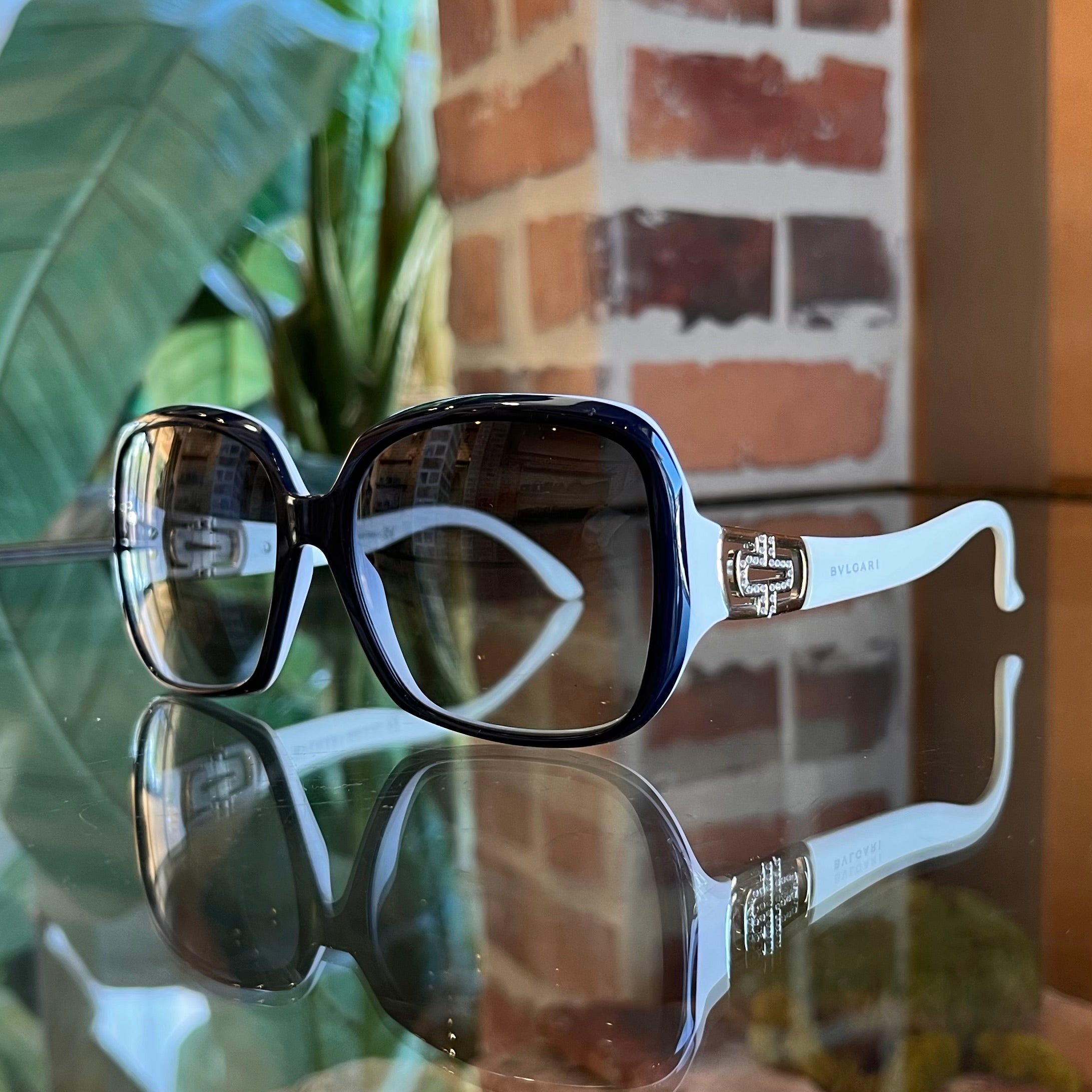 BVLAGARI 8020-B Blue Acetate Oversized Square Sunglasses