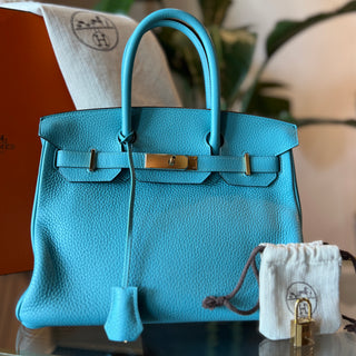 HERMES Bleu Paon Togo Birkin 30