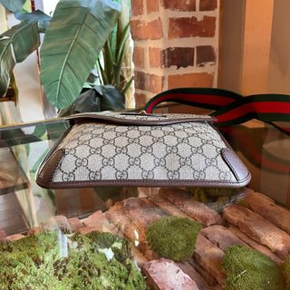 GUCCI Neo Vintage Medium GG Supreme Monogram Web Flap Crossbody