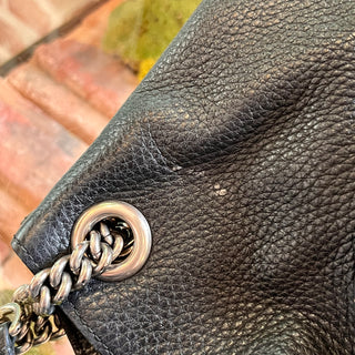 GUCCI Soho Studded Black Pebbled Calfskin Leather Chain Tote Bag