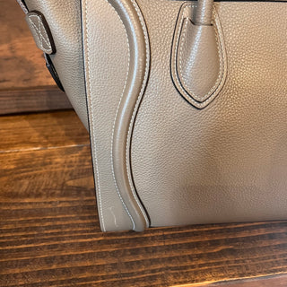 CELINE Luggage Micro Grey Drummed Calfskin Tote