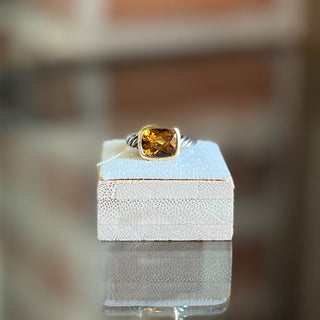 DAVID YURMAN Citrine Noblesse Sterling Silver/Gold Cable Ring SZ 7