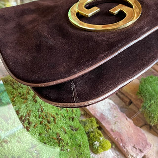GUCCI Brown Suede Flap Vintage Shoulder Bag