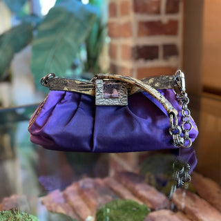 PRADA Skipper Purple Ombre Nylon Lizard-Trimmed Shoulder Bag
