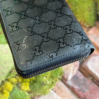 GUCCI Black Imprime Canvas Zip Around Wallet