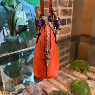 GUCCI Diana Mini Orange Leather Shoulder Bag