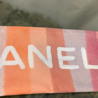 CHANEL Pink Multicolor Watercolor Silk Slim Bandeau