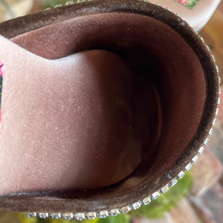 GUCCI Blue GG Monogram Crystal Slippers Velvet Mules SZ37(7US)